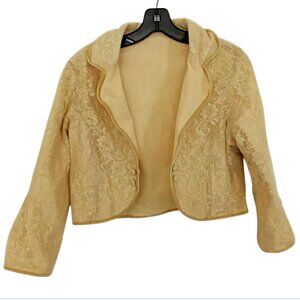 Anthropologie Vintage Reversible Lace / Corduroy Cropped Jacket